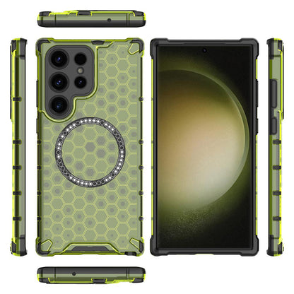 MagSafe Case for Samsung Galaxy S25 Ultra S938, Techsuit, HoneyComb Shield, Green
