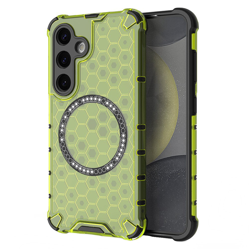 MagSafe tok Samsung Galaxy S25 S931-hez, Techsuit, HoneyComb Shield, Zöld