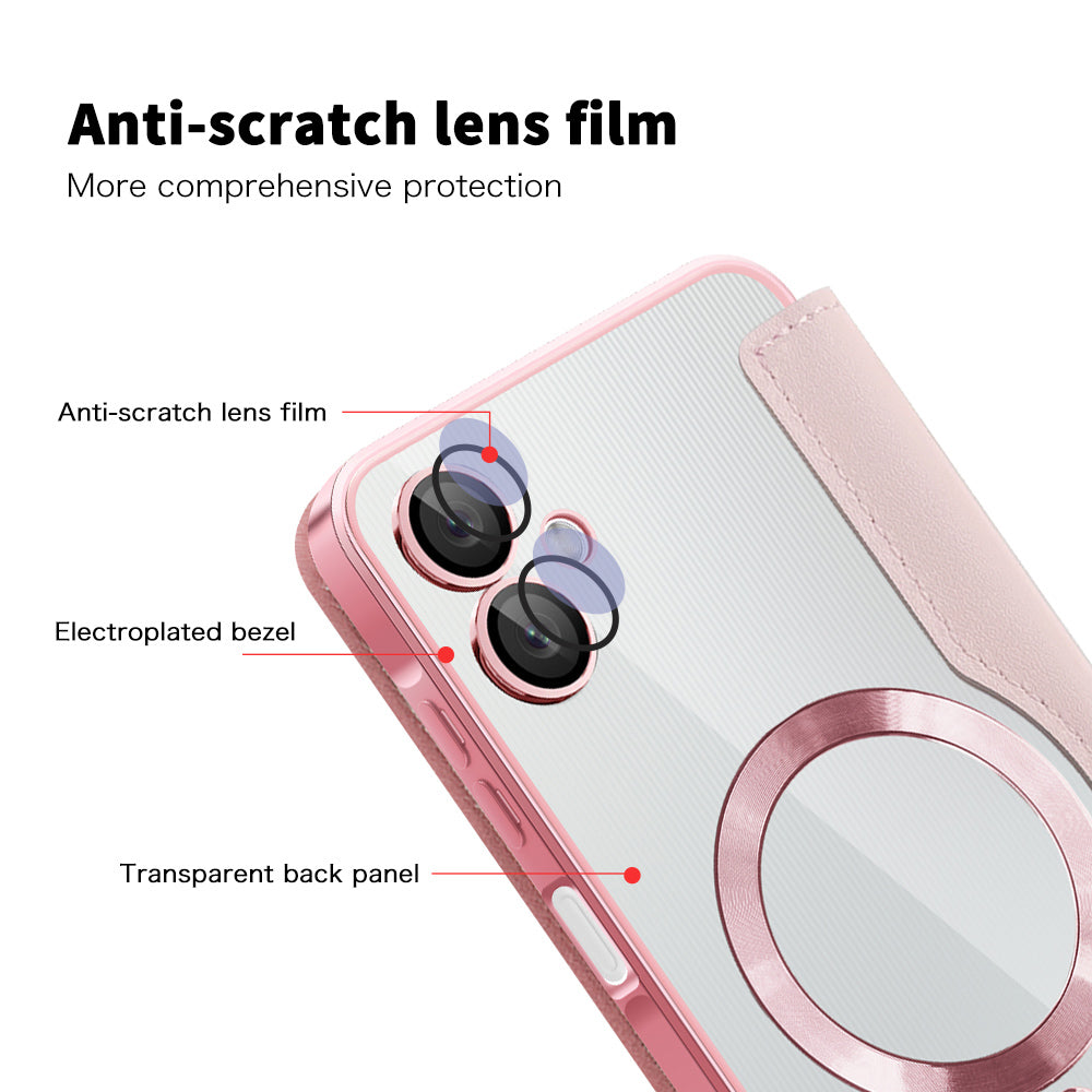 MagSafe tok Samsung Galaxy A06 A065-hez, Techsuit, SmartMag Book, Rózsaszín