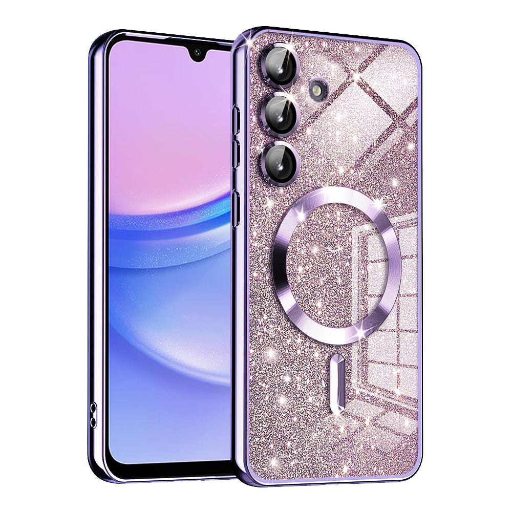 MagSafe tok Samsung Galaxy A15 5G A156 / A15 A155 készülékhez, Techsuit, Luxury Glitter, Világos lila