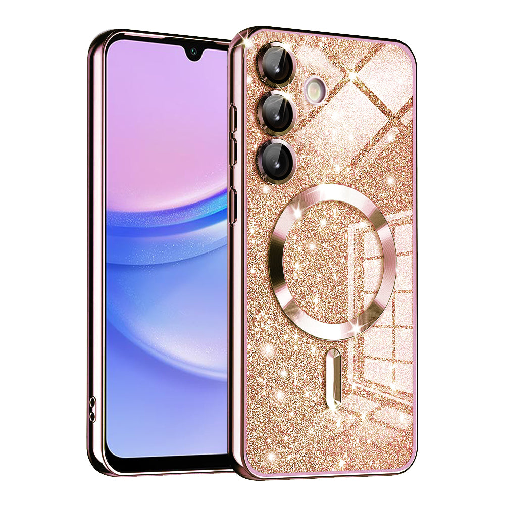 MagSafe tok Samsung Galaxy A15 5G A156 / A15 A155 készülékhez, Techsuit, Luxury Glitter, Rózsaarany