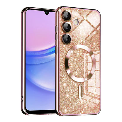 MagSafe tok Samsung Galaxy A15 5G A156 / A15 A155 készülékhez, Techsuit, Luxury Glitter, Rózsaarany