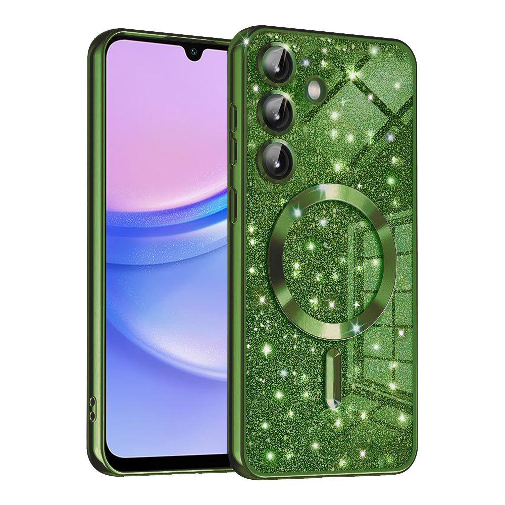 MagSafe tok Samsung Galaxy A15 5G A156 / A15 A155 készülékhez, Techsuit, Luxury Glitter, Sötétzöld