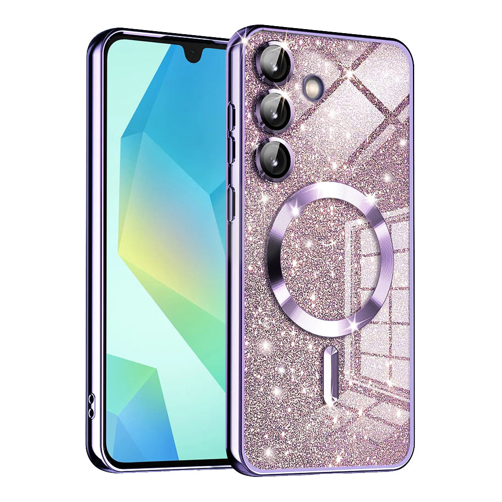 MagSafe tok Samsung Galaxy A16 5G A166 / A16 4G A165 készülékhez, Techsuit, Luxury Glitter, Világos lila