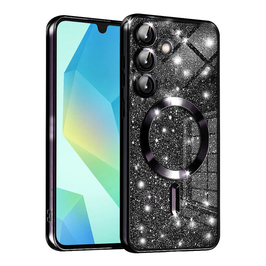 MagSafe tok Samsung Galaxy A16 5G A166 / A16 4G A165 készülékhez, Techsuit, Luxury Glitter, Fekete