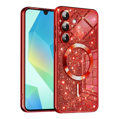 MagSafe tok Samsung Galaxy A16 5G A166 / A16 4G A165 készülékhez, Techsuit, Luxury Glitter, Piros