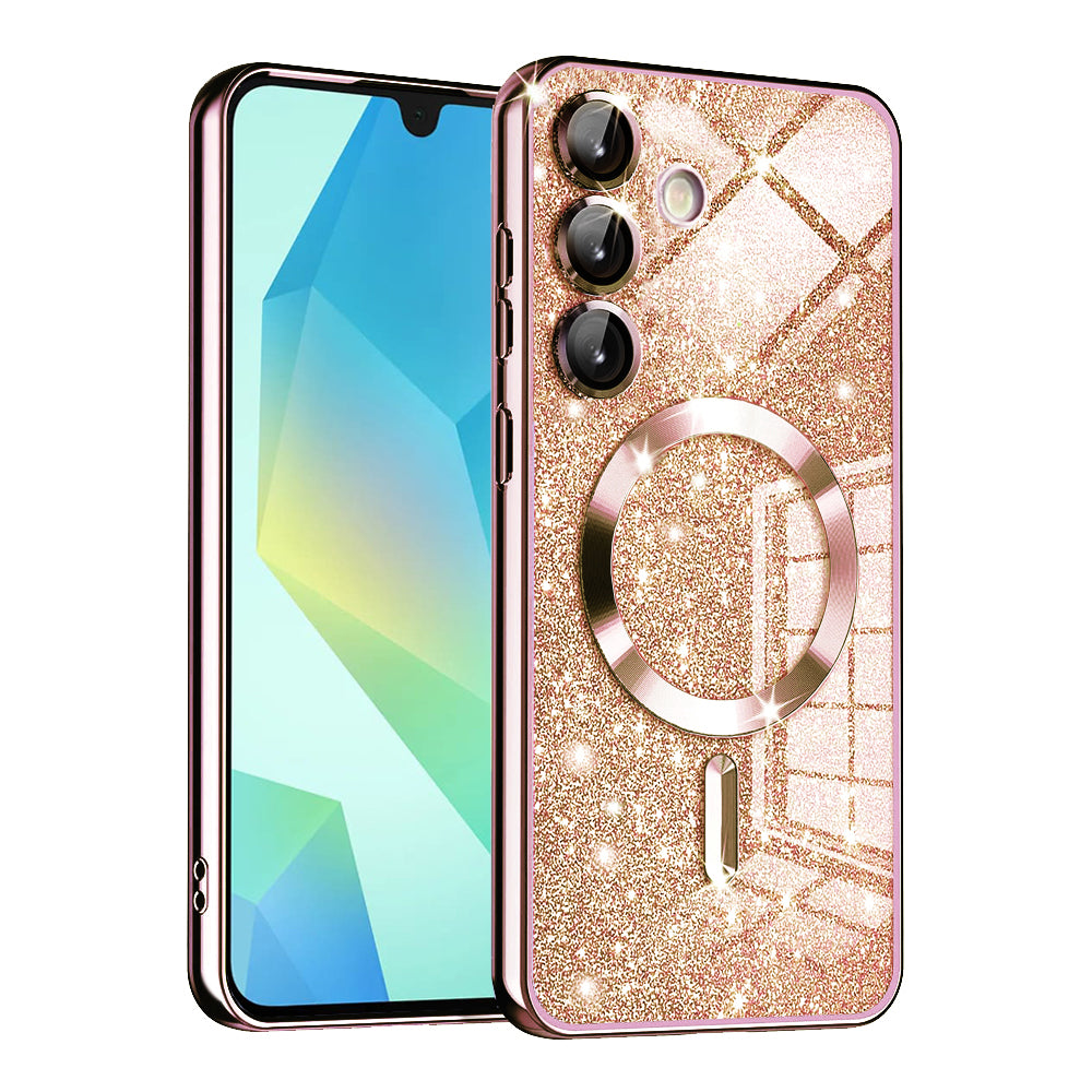 MagSafe tok Samsung Galaxy A16 5G A166 / A16 4G A165 készülékhez, Techsuit, Luxury Glitter, Rózsaarany