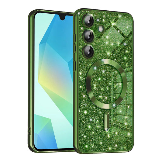 MagSafe tok Samsung Galaxy A16 5G A166 / A16 4G A165 készülékhez, Techsuit, Luxury Glitter, Sötétzöld