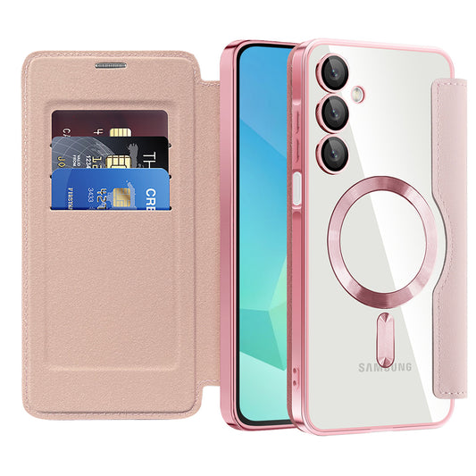 MagSafe tok Samsung Galaxy A16 5G A166 / A16 4G A165 készülékhez, Techsuit, SmartMag Book, Rózsaszín