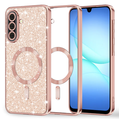 MagSafe tok Samsung Galaxy A17 4G / A17 5G-hez, Techsuit, Luxury Glitter, Rózsaszín