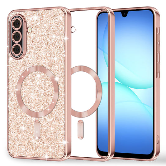 MagSafe tok Samsung Galaxy A17 4G / A17 5G-hez, Techsuit, Luxury Glitter, Rózsaszín