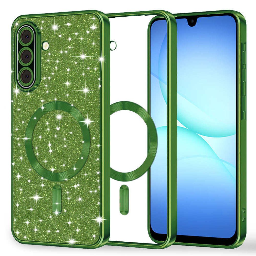 MagSafe tok Samsung Galaxy A17 4G / A17 5G-hez, Techsuit, Luxury Glitter, Sötétzöld