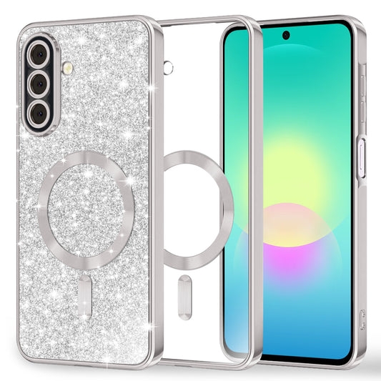 MagSafe tok Samsung Galaxy A27 5G-hez, Techsuit, Luxury Glitter, Ezüst