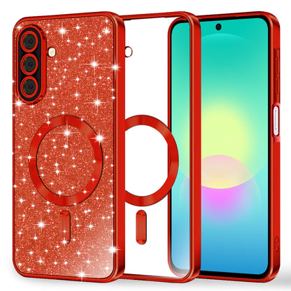 MagSafe tok Samsung Galaxy A27 5G-hez, Techsuit, Luxury Glitter, Piros