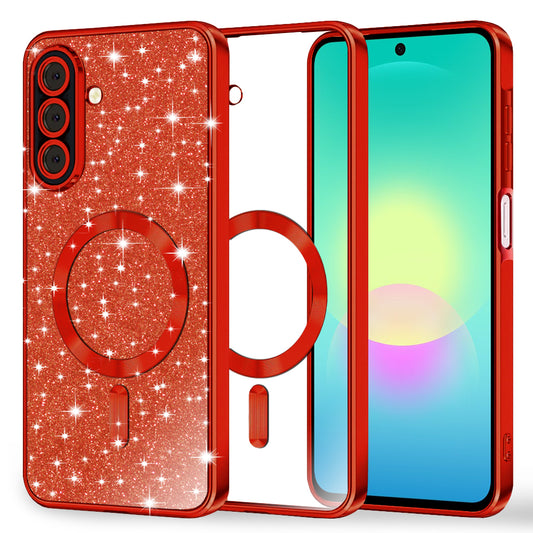MagSafe tok Samsung Galaxy A27 5G-hez, Techsuit, Luxury Glitter, Piros