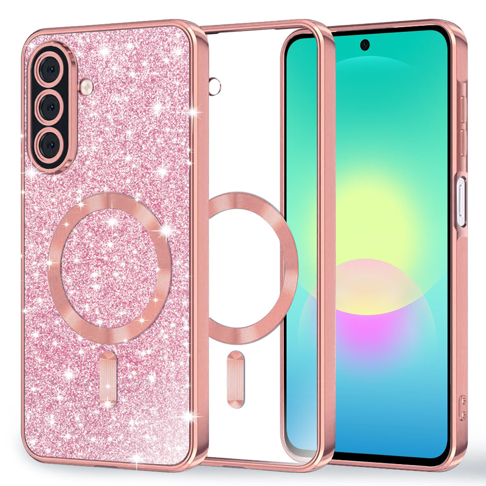 MagSafe Case for Samsung Galaxy A27 5G, Techsuit, Luxury Glitter, Rose Gold
