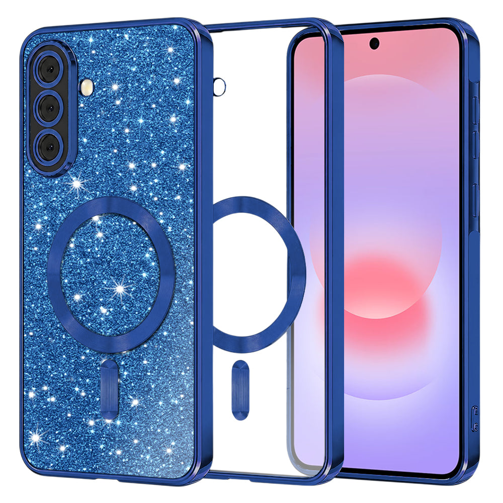 MagSafe tok Samsung Galaxy A37 5G-hez, Techsuit, Luxury Glitter, Sötétkék