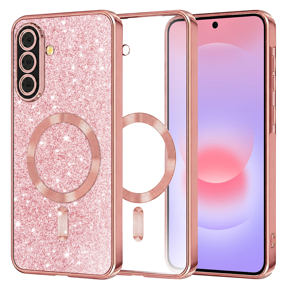 MagSafe tok Samsung Galaxy A37 5G-hez, Techsuit, Luxury Glitter, Rózsaarany
