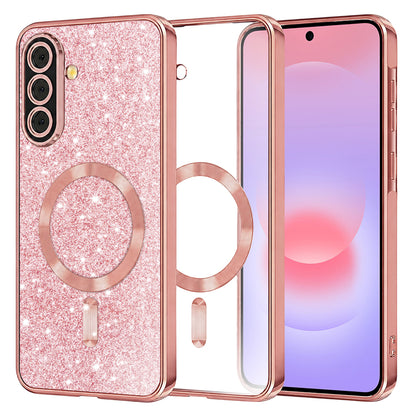 MagSafe tok Samsung Galaxy A37 5G-hez, Techsuit, Luxury Glitter, Rózsaarany