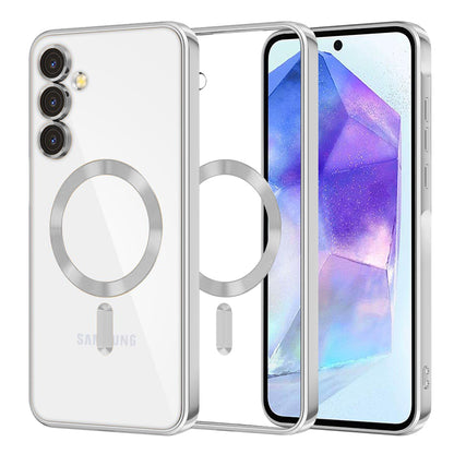 MagSafe tok Samsung Galaxy A55 5G A556-hoz, Techsuit, Luxury Crystal, Ezüst