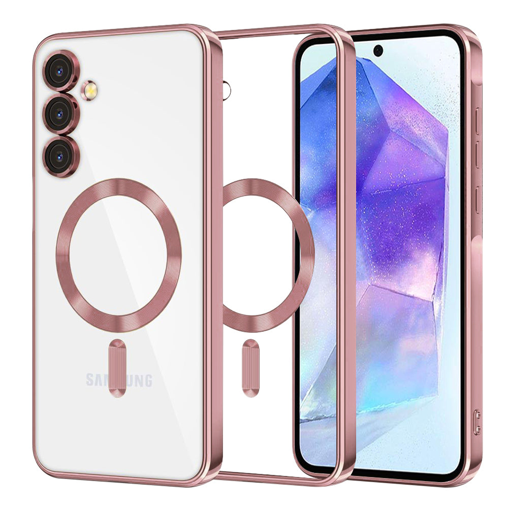 MagSafe tok Samsung Galaxy A55 5G A556-hoz, Techsuit, Luxury Crystal, Rózsaszín