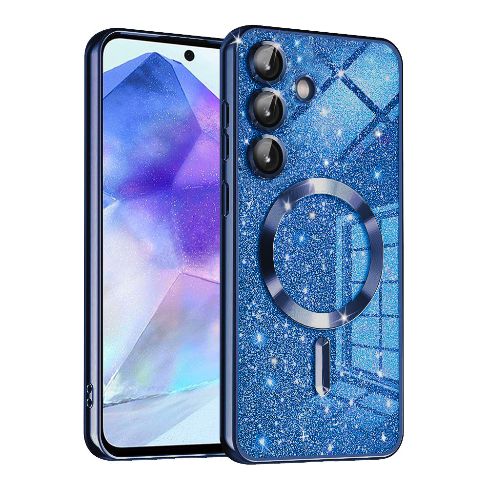 MagSafe tok Samsung Galaxy A55 5G A556-hoz, Techsuit, Luxury Glitter, Sötétkék