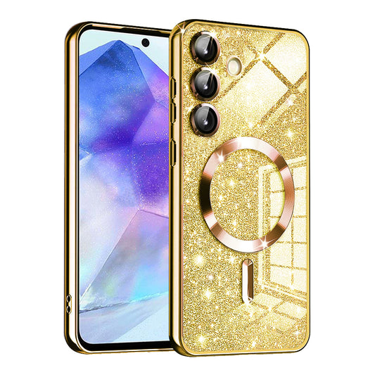 MagSafe tok Samsung Galaxy A55 5G A556-hoz, Techsuit, Luxury Glitter, Arany