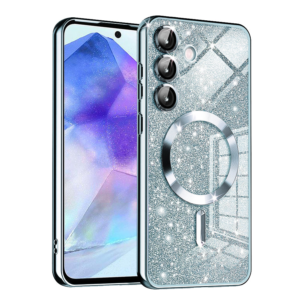 MagSafe tok Samsung Galaxy A55 5G A556-hoz, Techsuit, Luxury Glitter, Kék