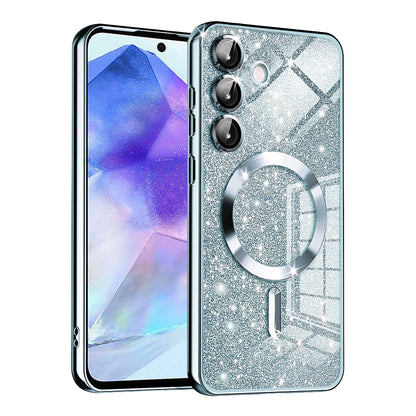 MagSafe tok Samsung Galaxy A55 5G A556-hoz, Techsuit, Luxury Glitter, Kék