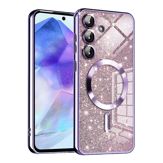 MagSafe tok Samsung Galaxy A55 5G A556-hoz, Techsuit, Luxury Glitter, Világos lila