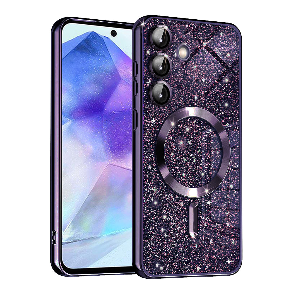 MagSafe tok Samsung Galaxy A55 5G A556-hoz, Techsuit, Luxury Glitter, Sötét lila