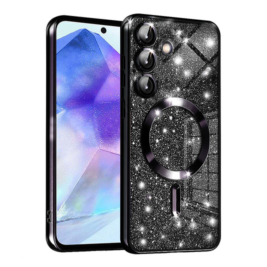 MagSafe tok Samsung Galaxy A55 5G A556-hoz, Techsuit, Luxury Glitter, Fekete