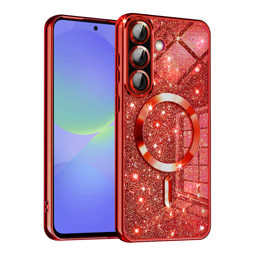 MagSafe tok Samsung Galaxy A56 A566 / A36 A366 készülékhez, Techsuit, Luxury Glitter, Piros