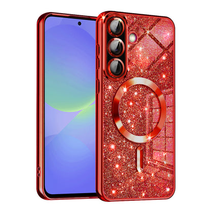 MagSafe tok Samsung Galaxy A56 A566 / A36 A366 készülékhez, Techsuit, Luxury Glitter, Piros
