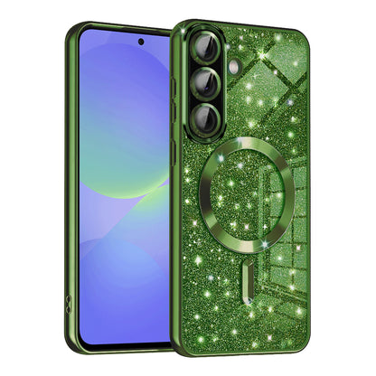 MagSafe tok Samsung Galaxy A56 A566 / A36 A366 készülékhez, Techsuit, Luxury Glitter, Sötétzöld