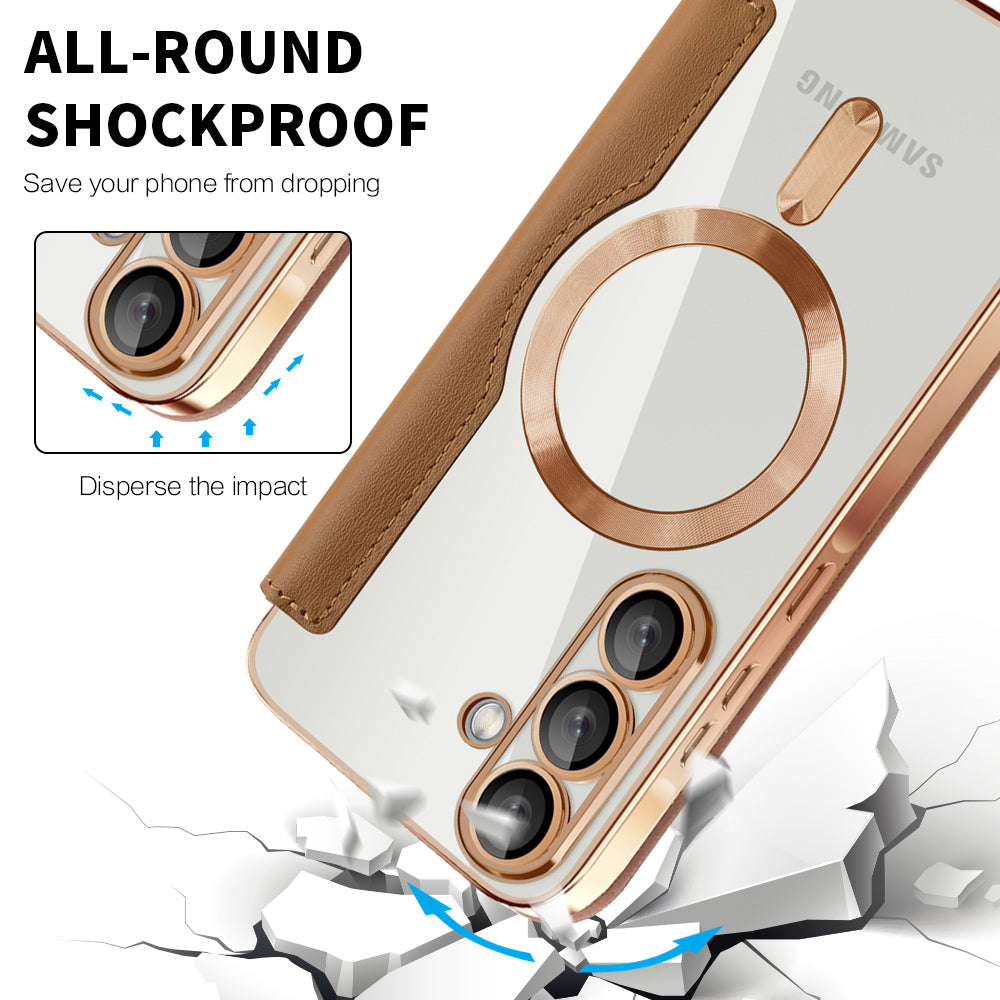MagSafe tok Samsung Galaxy A56 A566-hoz, Techsuit, SmartMag Book, Barna