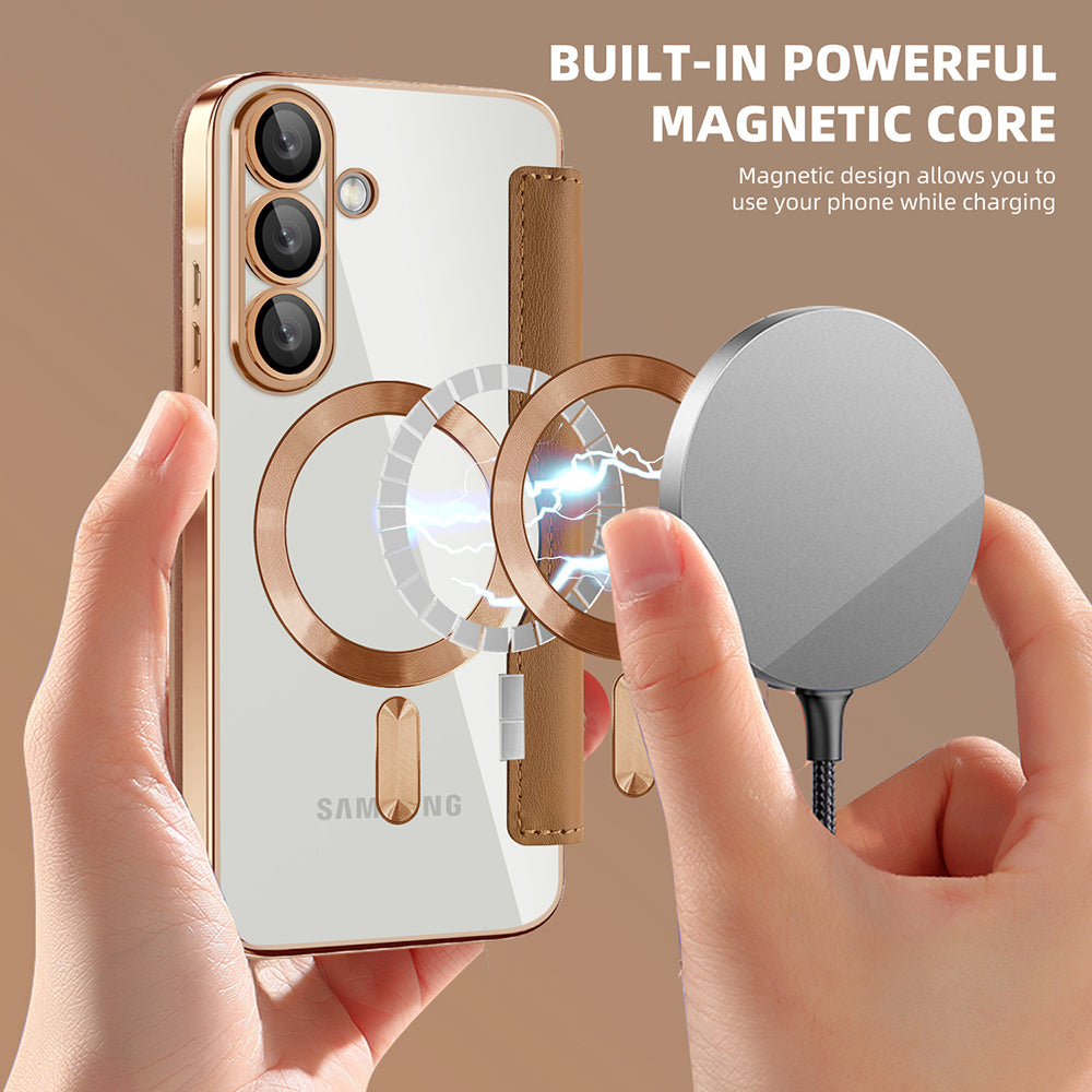 MagSafe tok Samsung Galaxy A56 A566-hoz, Techsuit, SmartMag Book, Barna