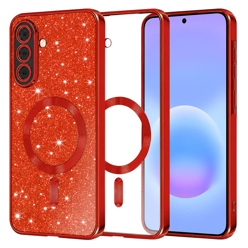 MagSafe tok Samsung Galaxy A57 5G-hez, Techsuit, Luxury Glitter, Piros