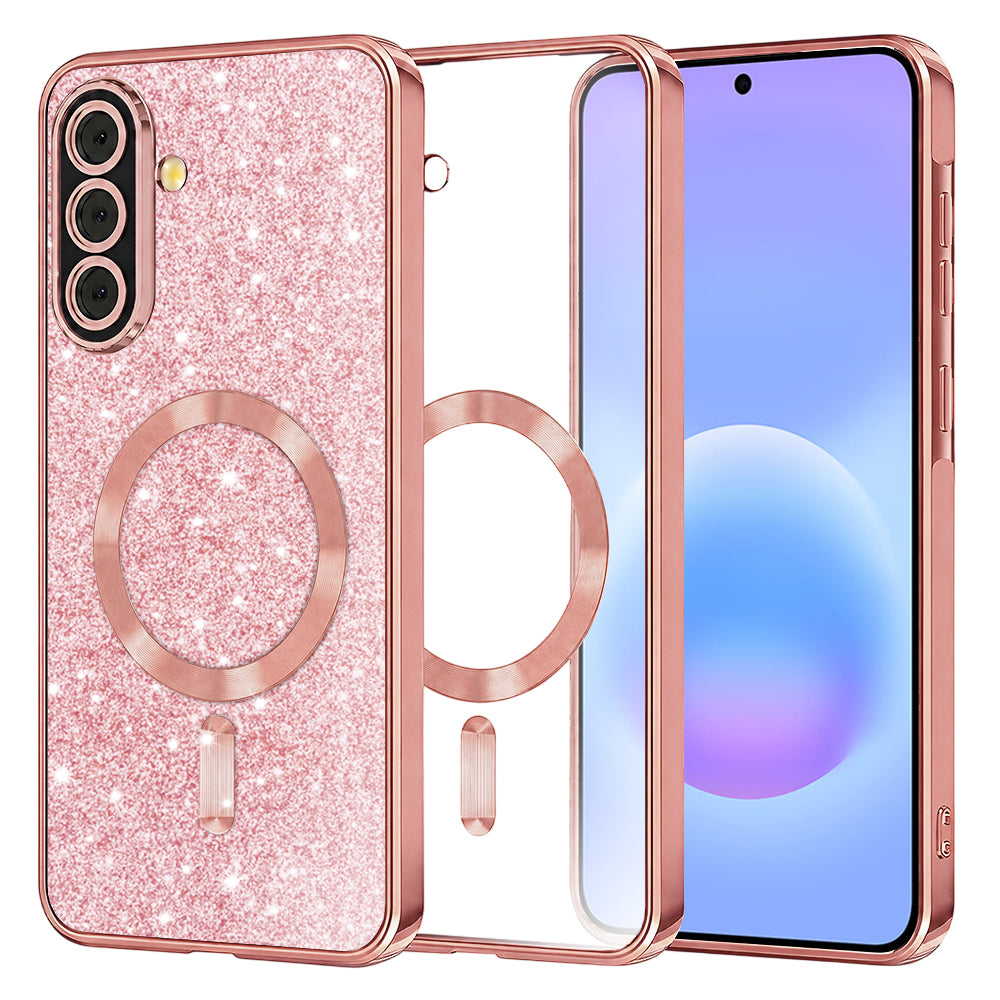 MagSafe tok Samsung Galaxy A57 5G-hez, Techsuit, Luxury Glitter, Rózsaarany