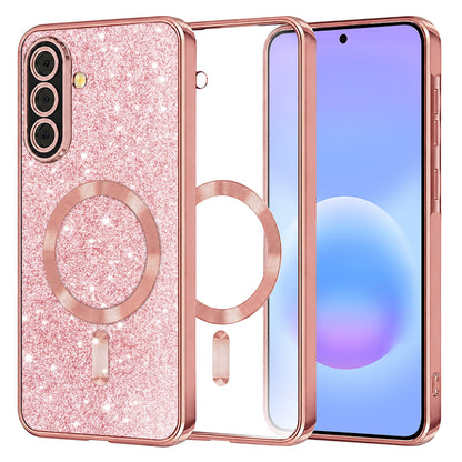 MagSafe tok Samsung Galaxy A57 5G-hez, Techsuit, Luxury Glitter, Rózsaarany