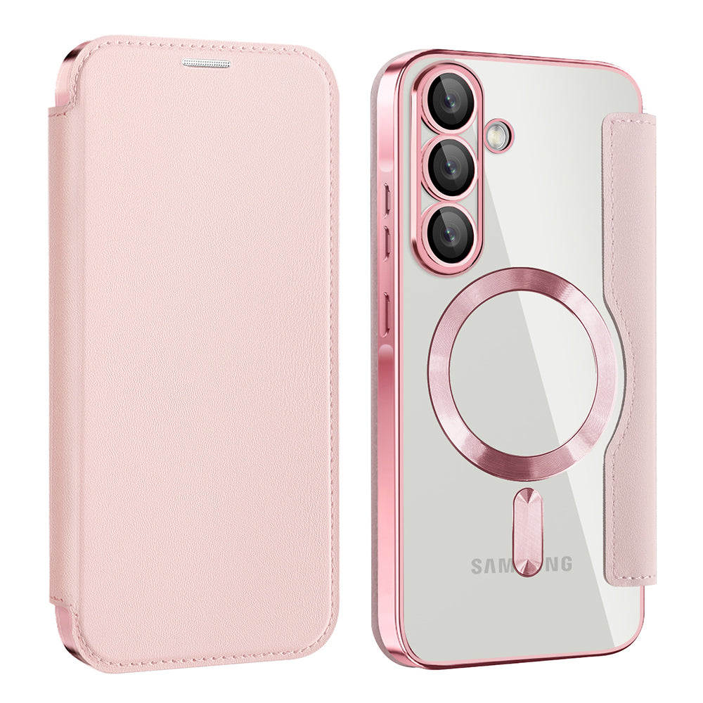 MagSafe tok Samsung Galaxy A57 5G-hez, Techsuit, SmartMag Book, Rózsaszín