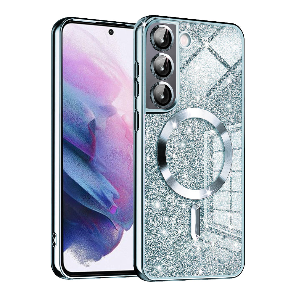 MagSafe tok Samsung Galaxy S21 5G G991-hez, Techsuit, Luxury Glitter, Kék
