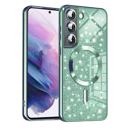 MagSafe tok Samsung Galaxy S21 5G G991-hez, Techsuit, Luxury Glitter, Világos zöld