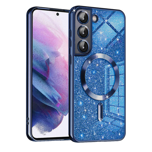 MagSafe tok Samsung Galaxy S21 FE 5G G990-hez, Techsuit, Luxury Glitter, Sötétkék