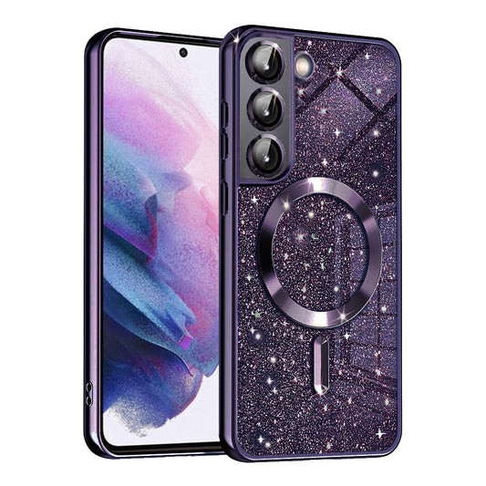 MagSafe tok Samsung Galaxy S21 FE 5G G990-hez, Techsuit, Luxury Glitter, Sötét lila