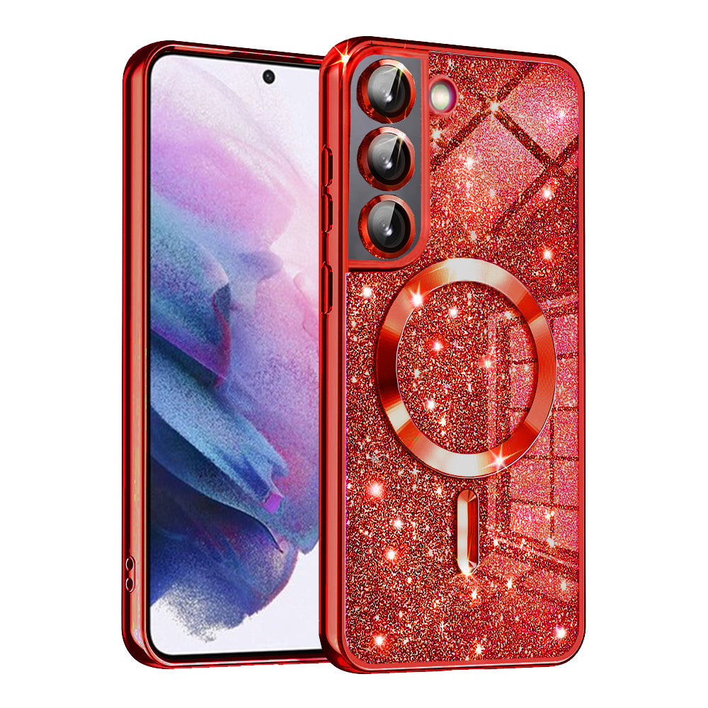 MagSafe tok Samsung Galaxy S21 FE 5G G990-hez, Techsuit, Luxury Glitter, Piros