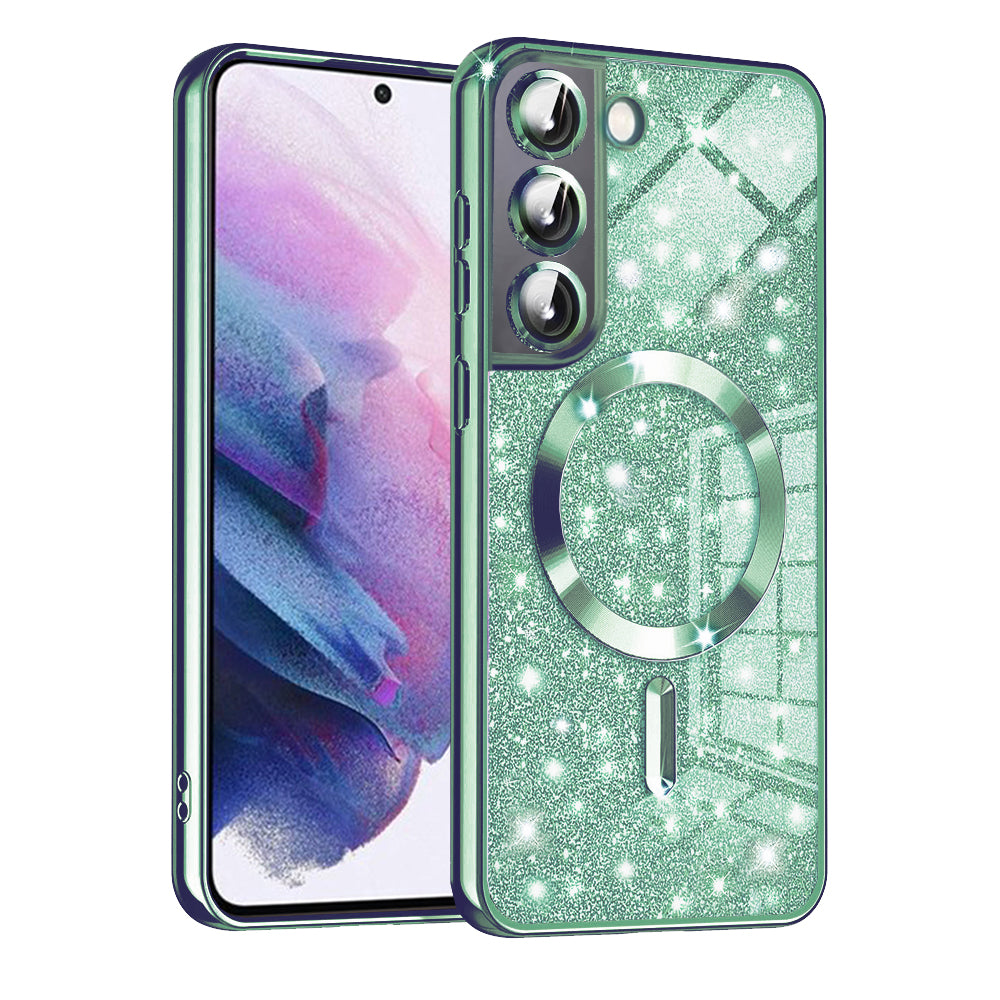 MagSafe tok Samsung Galaxy S21 FE 5G G990-hez, Techsuit, Luxury Glitter, Világos zöld