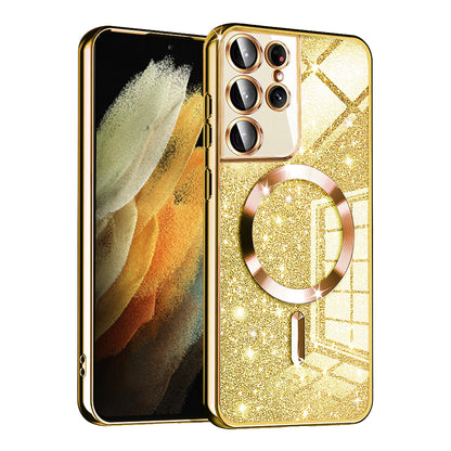 MagSafe tok Samsung Galaxy S21 Ultra 5G G998-hoz, Techsuit, Luxury Glitter, Arany