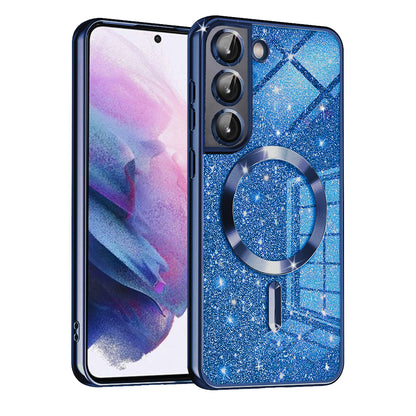 MagSafe tok Samsung Galaxy S22 5G S901-hez, Techsuit, Luxury Glitter, Sötétkék