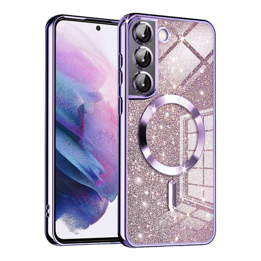 MagSafe tok Samsung Galaxy S22 5G S901-hez, Techsuit, Luxury Glitter, Világos lila